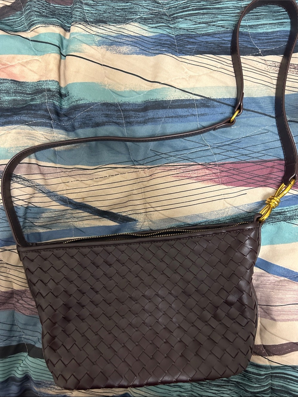 Dark Brown ‘woven look’ Crossbody bag